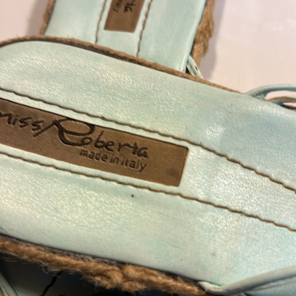 Miss Robert’s lime green sandals with blue flower and braided rope size 9 - Picture 3 of 4